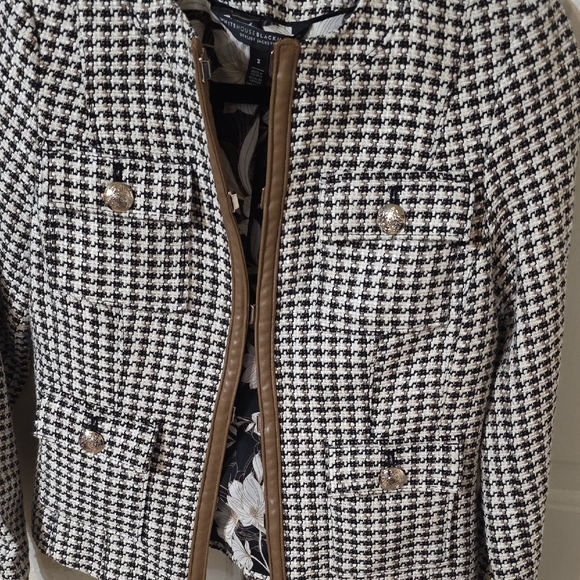 White House Black Market Houndstooth Blazer with Brown Trim - Picture 8 of 16